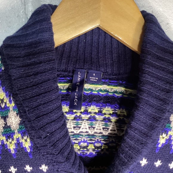 Janie and Jack Boys Outfit | Sweater, Button Up, Pants & Belt | Boys 8 - Picture 3 of 5